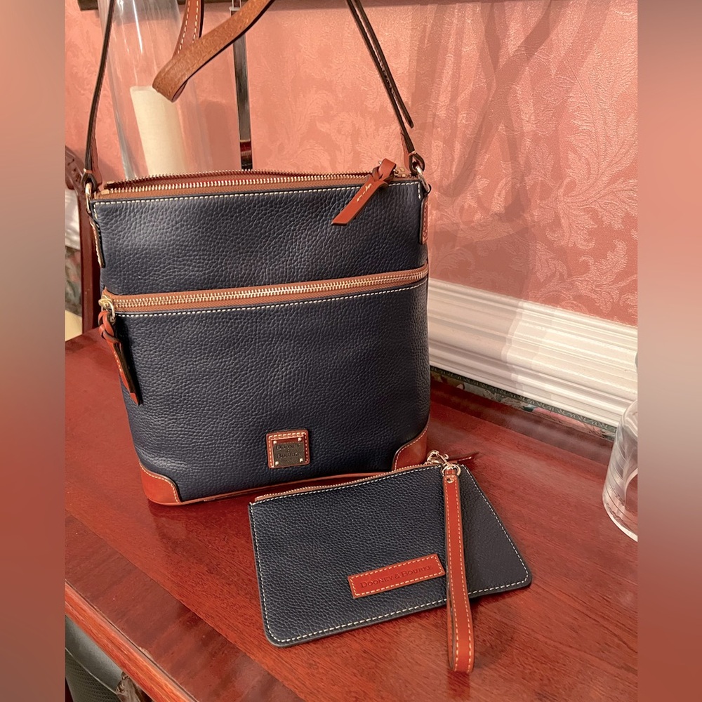 Dooney & Bourke Crossbody/Shoulder Bag in Midnight Blue, w/ Matching Wristlet
